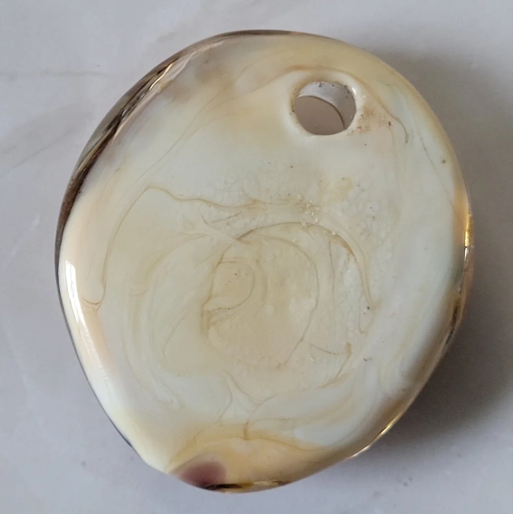 Murano Glass Yellow Gold Brown Oval Pendant - Picture 5 of 5